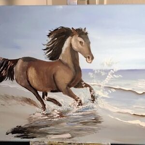 Galloping Horse Beach Canvas Art